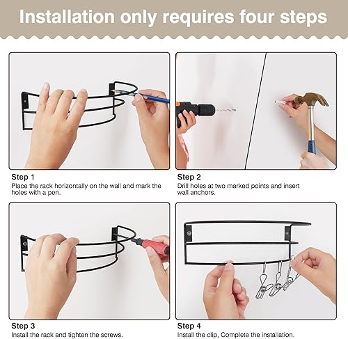 Miniatura 7 de Anrialfu Percheros para gorras de béisbol de pared, 2 paquetes de organizadores de sombreros de metal para gorras de béisbol para almacenamiento de