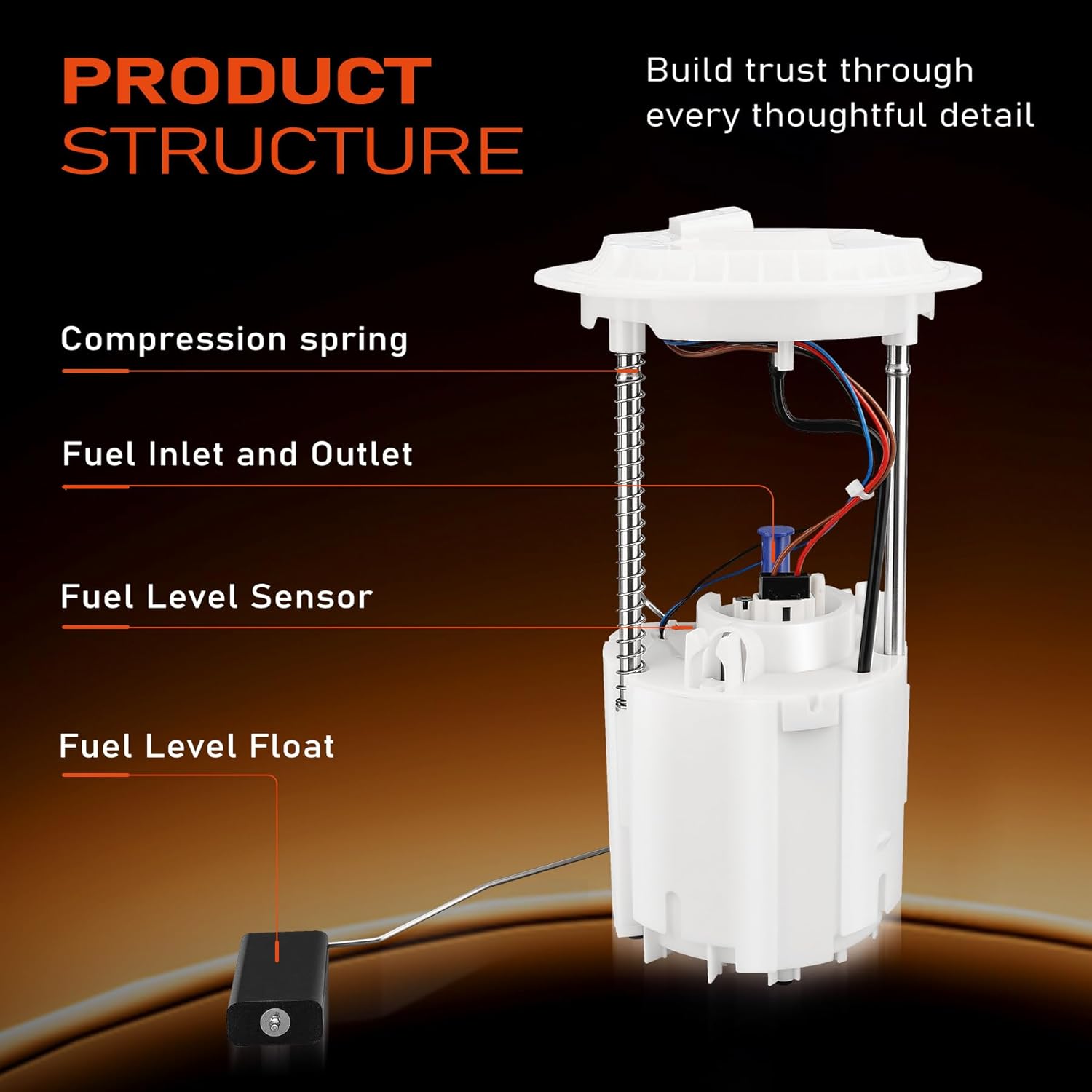 E8924M Electric Fuel Pump Module Assembly with O-ring and Sending Unit for Mercedes-Benz ML350 ML500 ML550 2006-2011 GL450 GL550 2007-2012 V6 V8 3.5L 4.7L 5.0L 5.5L Replacement 1644700194 FG1163 P7705