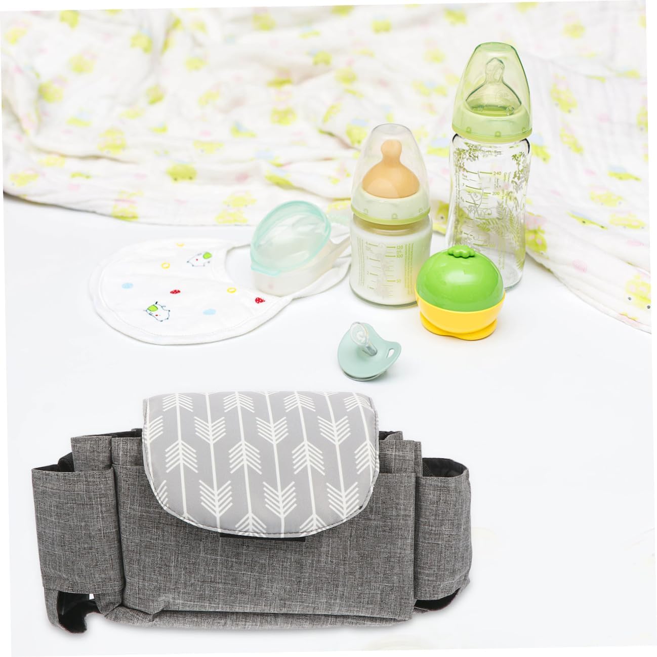 SHOWERORO Hanging Stroller Organizer Bag Caddy Organizer Cell Phone Pocket Diaper Bag for Travel