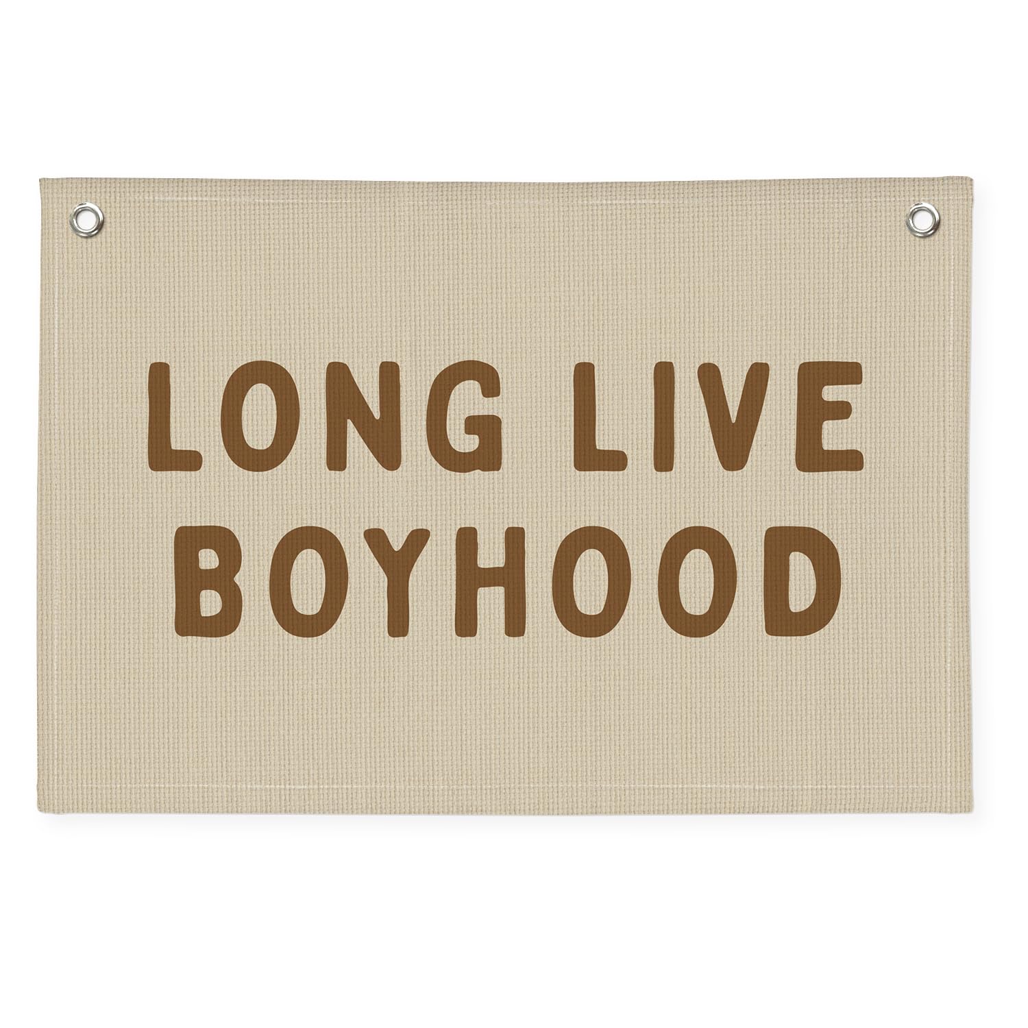 PLKMN Long Live Boyhood Banner, Boy Nursery Decor, Linen Banner Wall Hanging Banner Flag Decor for Nursery Playroom Toddler Room, Boys Kids Room Decor - Sand Beige & Taupe