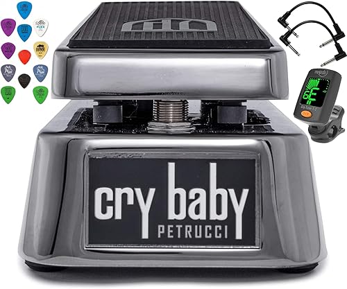 Jim Dunlop JP95 John Petrucci Signature Cry Baby Wah Pedal paquete con 2 cables de conexión afinador y paquete variado Dunlop