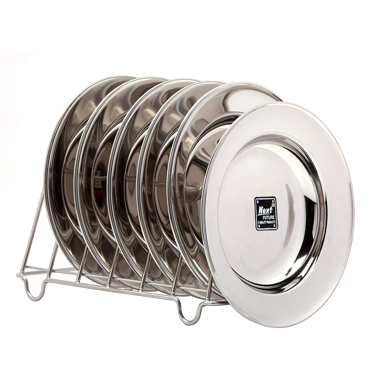 Next Future, Set of 6 Plates, Stainless Steel Deep Soup/Breakfast/Maggi/Pasta/Gravy Plate Large Size with Mirror Polish (Heavy Gauge) Soup Plate - Diameter: 10 Inches/ 25.4 cms (B0B8CJYLY9) Amazon Price History, Amazon Price Tracker