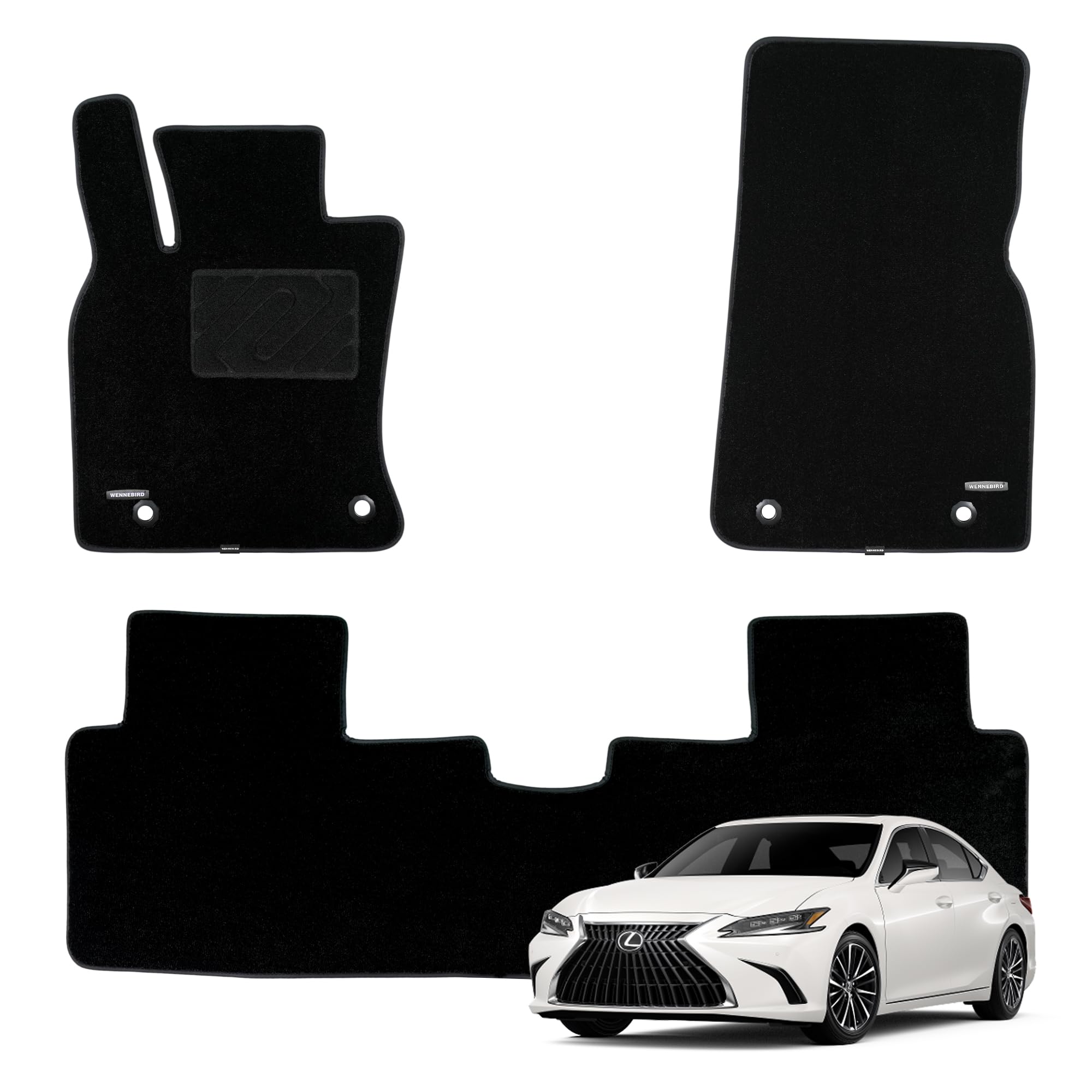 WENNEBIRD Superior Carpet Floor Mats for 2020-2025 Lexus ES 300h, ES 350, 0.5-Inch Ultra-Thick, Noise-Reducing, All-Weather Waterproof Anti-Slip – 3-Pc Set