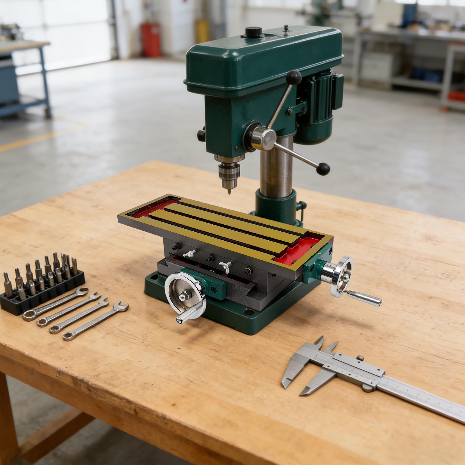Trapano da banco da 570 x 360 mm, tavolo a croce per trapano a colonna | Tavolo da lavoro multifunzionale, corsa X 270 mm Y 125 mm, compatibile con trapano, fresatrice e smerigliatrice