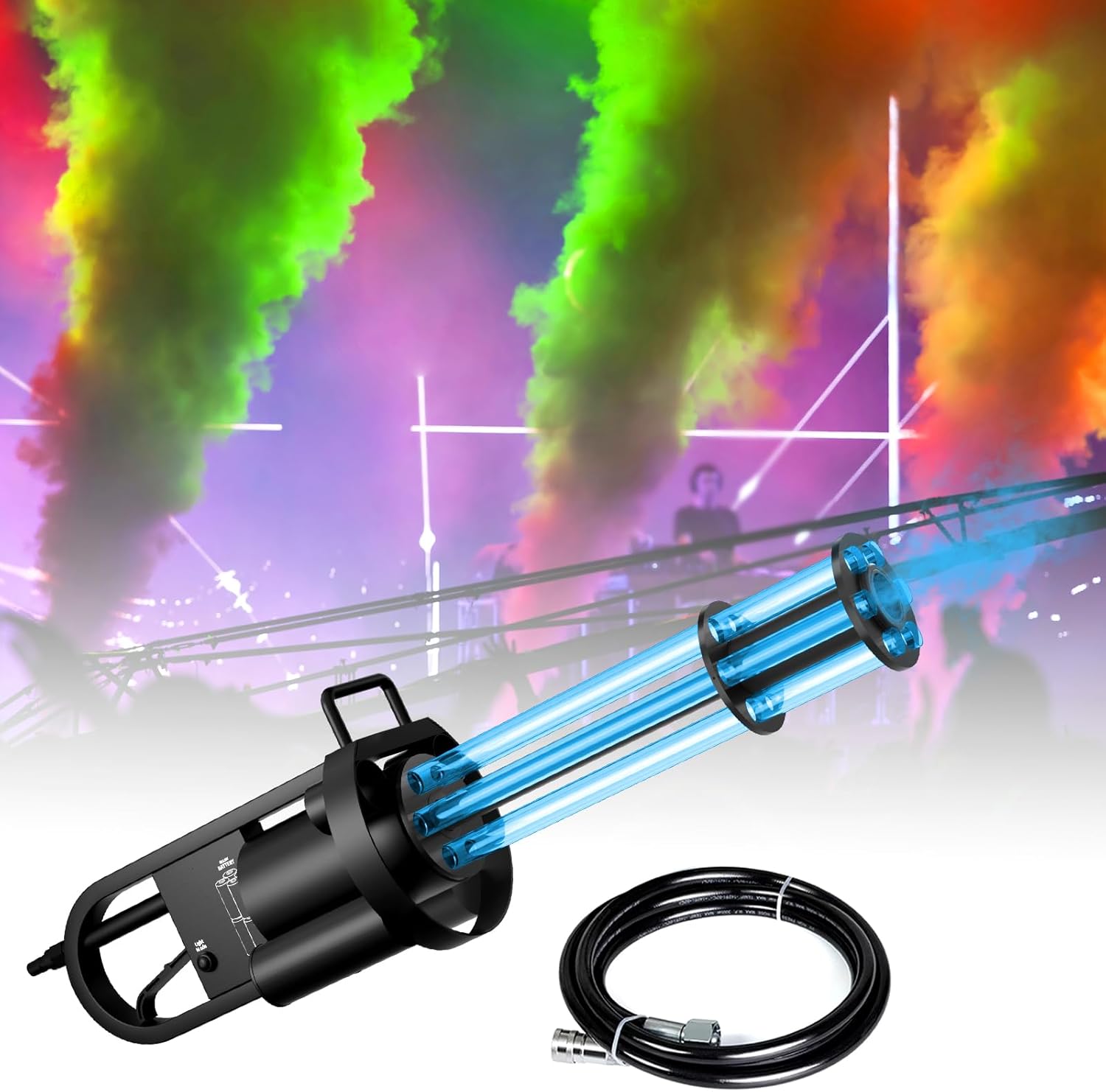 Handheld CO2 Cannon Smoke Machine, CO2 Blaster with LED RGB Lights & Hose, CO2 Column Gun Stage Effect Equipment for Events, Wedding, Party, Concert, Party, Club (1Pack) 1Pc