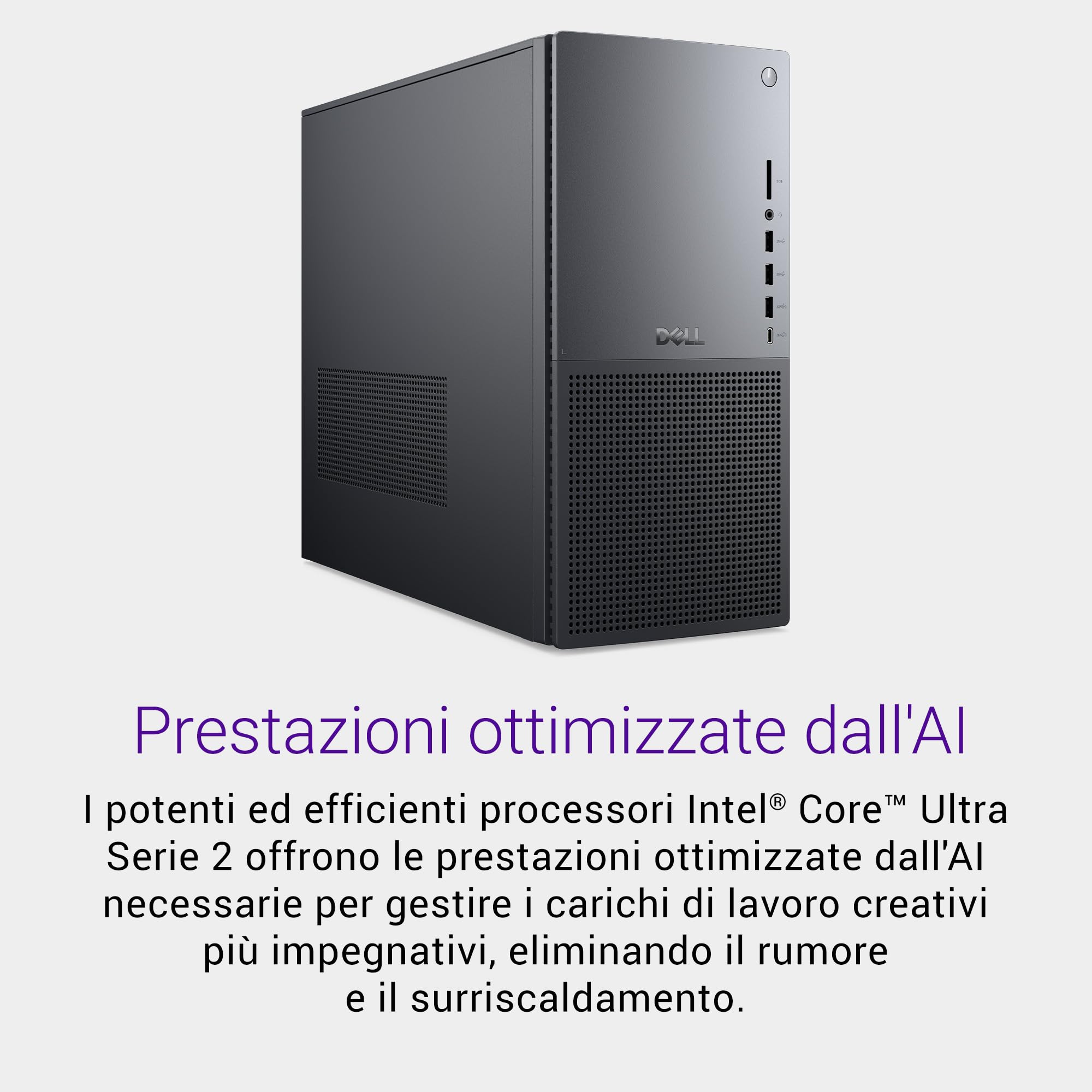 Dell Tower Plus EBT2250 Desktop - Intel Core Ultra 7 Series 2, 16GB RAM, 1TB SSD, NVIDIA GeForce RTX 5060, Wi-Fi 7, HDMI, Thunderbolt 4, McAfee Business Protection 1 anno, Windows 11 Pro, Grafite