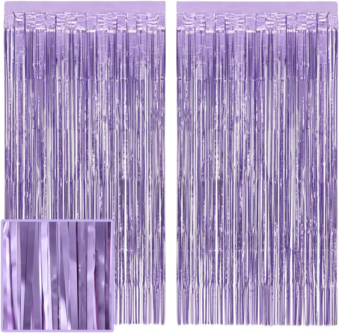 xo, Fetti Party Decorations Matte Purple Fringe Foil Curtain - Set of 2 | Bachelorette Bridal Shower Backdrop, Wedding, Birthday Photo Booth