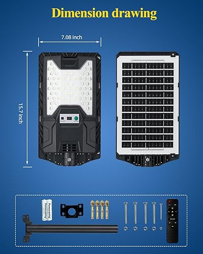 Miniatura 6 de Farola solar para exteriores, 20000LM 6500K sensor de movimiento impermeable LED con control remoto, iluminación de área comercial del atardecer al