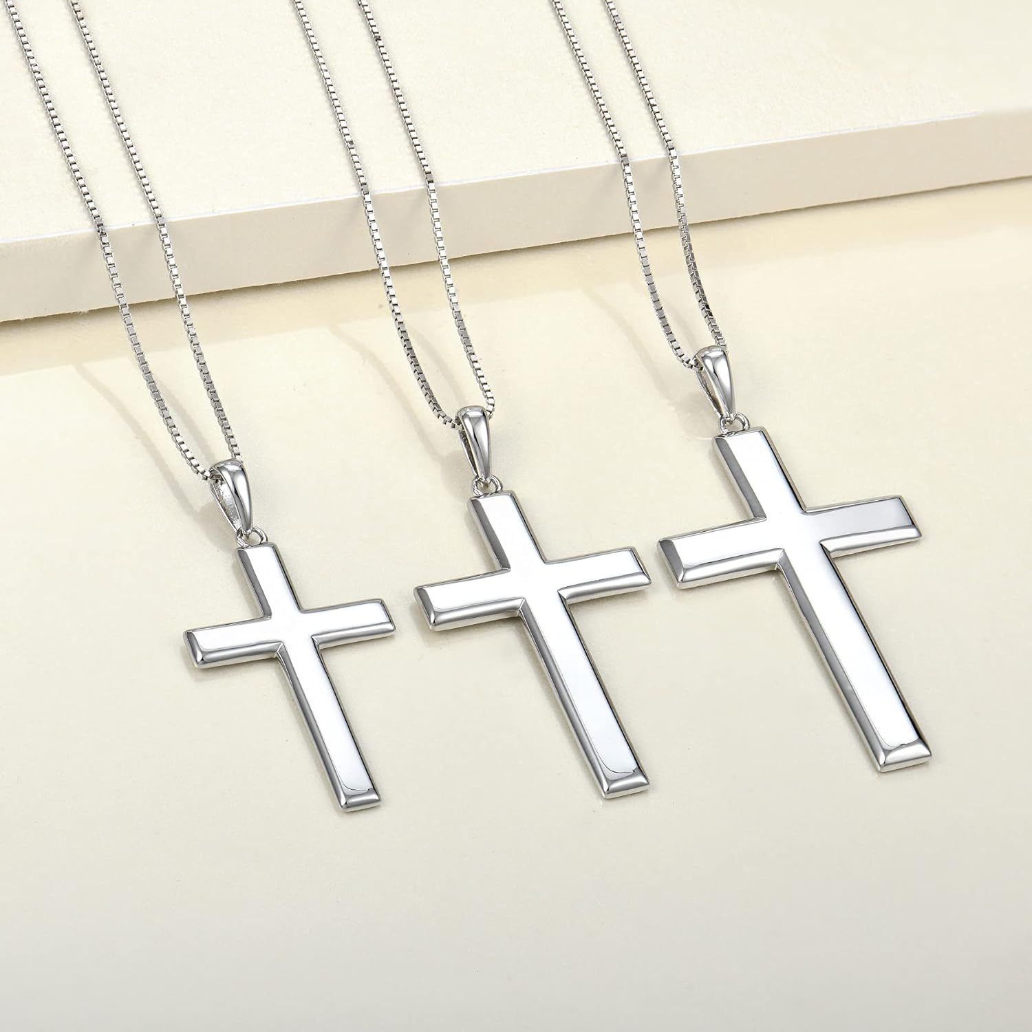 YL Cross Necklace for Men Sterling Silver Plain Cross Pendant Necklace Simple Jewelry for Women(1.18"-1.57") - Image 4