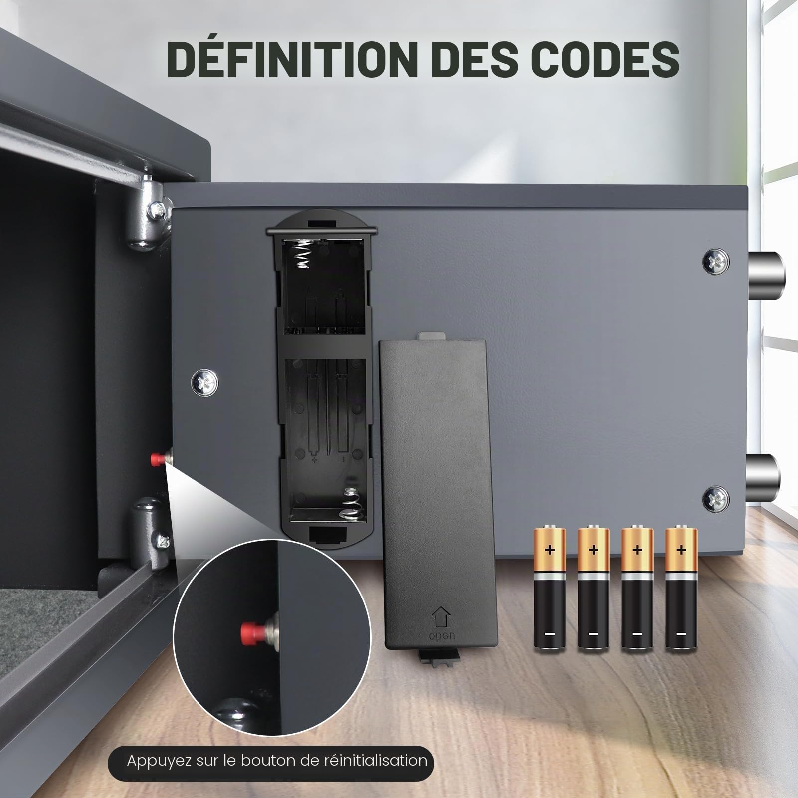 Coffre-fort électronique numérique avec 2 clés, haute sécurité, gris, avec clavier numérique, 31 x 20 x 20 cm (8,5 l)