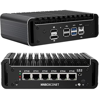 Mini PC Firewall Fanless Core i5 1240P up to 4.4GHz DDR5 8GB RAM 128GB SSD Micro Appliance Hardware Computer 6 x 2.5GbE I226-V LAN OPNsense USB C TF AES-NI