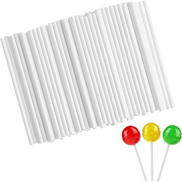 200Pcs White Lollipop Sticks, 3 Inch Lollipop Treat Sticks, Paper Sucker Sticks for Homemade Rainbow Candy Chocolate Cookie Cake Topper Dessert Treat Stick