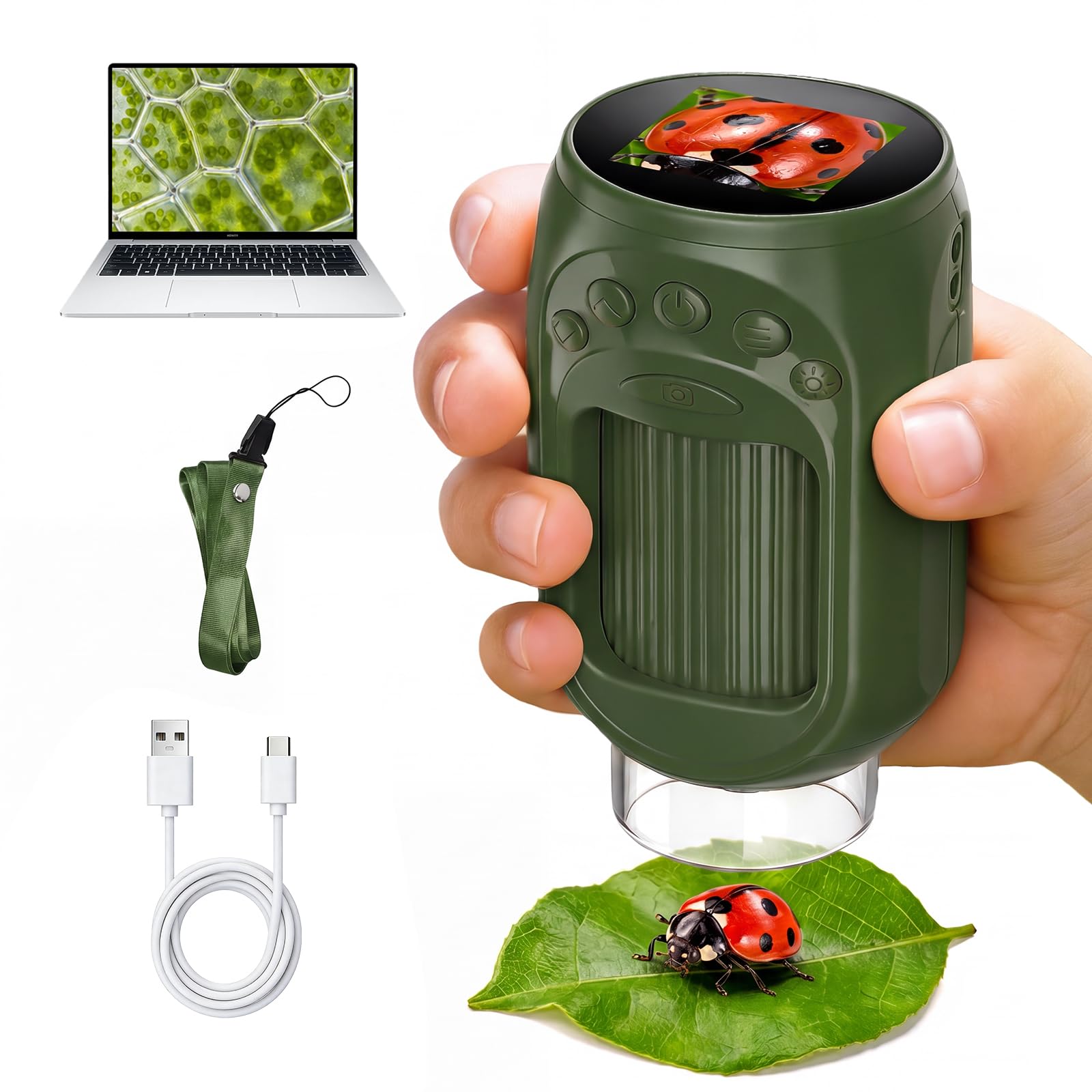 Gifts for 3-12 Year Old Boys,1000X Handheld Kids Microscope with LED Light
