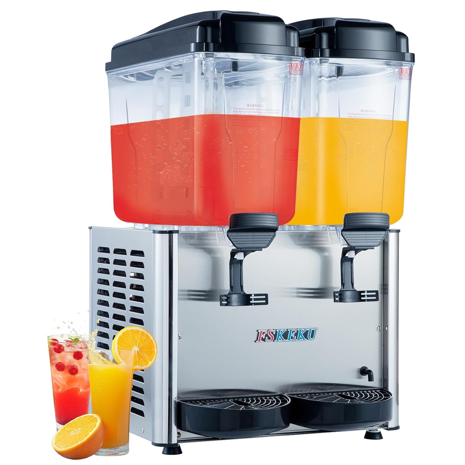 Commercial Beverage Dispenser, 36L (9.5 Gal) Refrigerated Juice Drink Machine, Stainless Steel Cold Iced Tea Cooler for Restaurant, Bar, Buffet