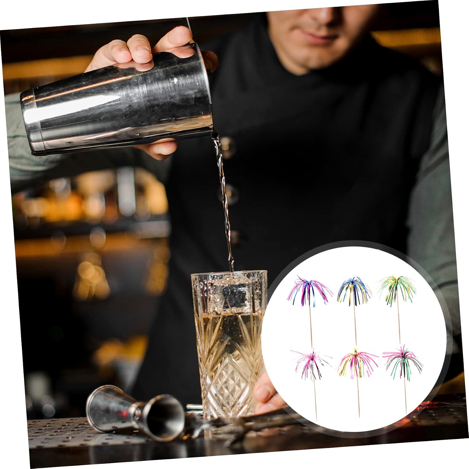 PRETYZOOM 300pcs Colorful Cocktail Picks Tassels for Party Decorations Bbqs Beach Celebrations and Dessert Garnishes Vibrant Picks for Drinks and Cakes