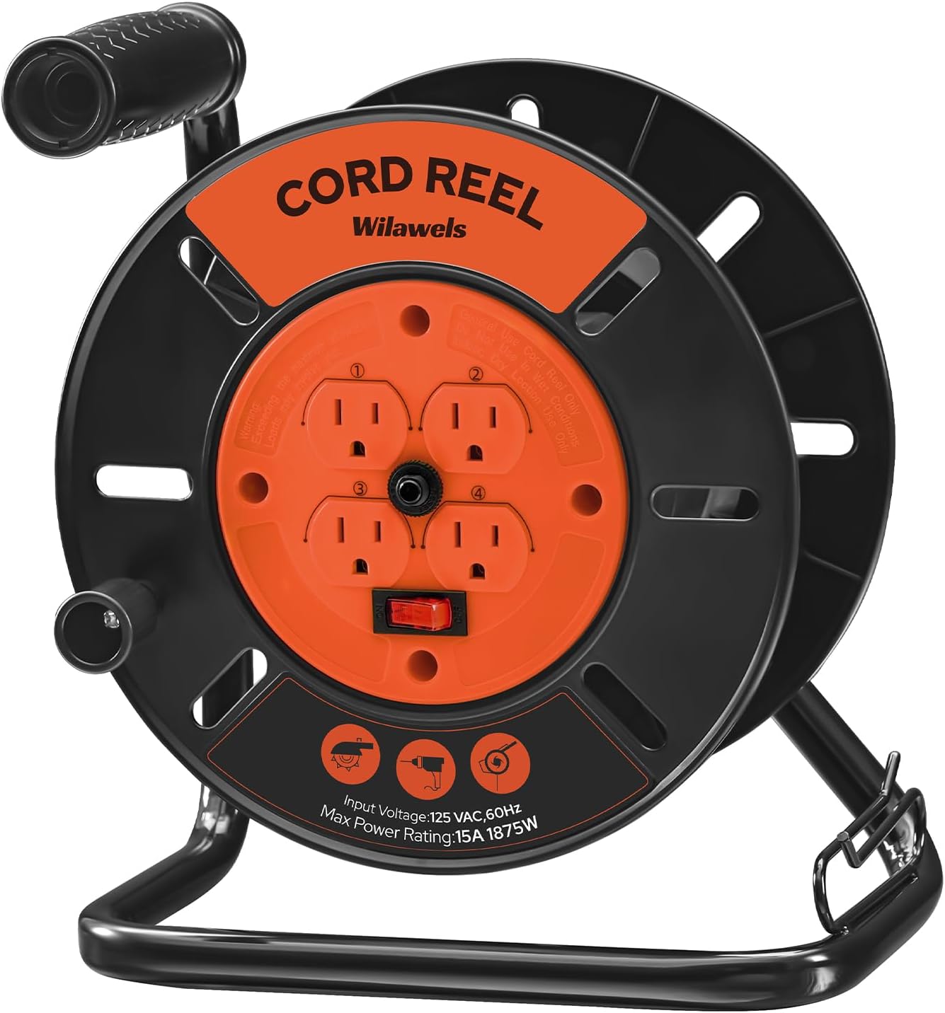 Extension Cord Storage Reel and 30 Ft Retractable Extension Cord Reel Bundle, 16/3 Gauge SJTW Power Cord G95CR06-B30CR06