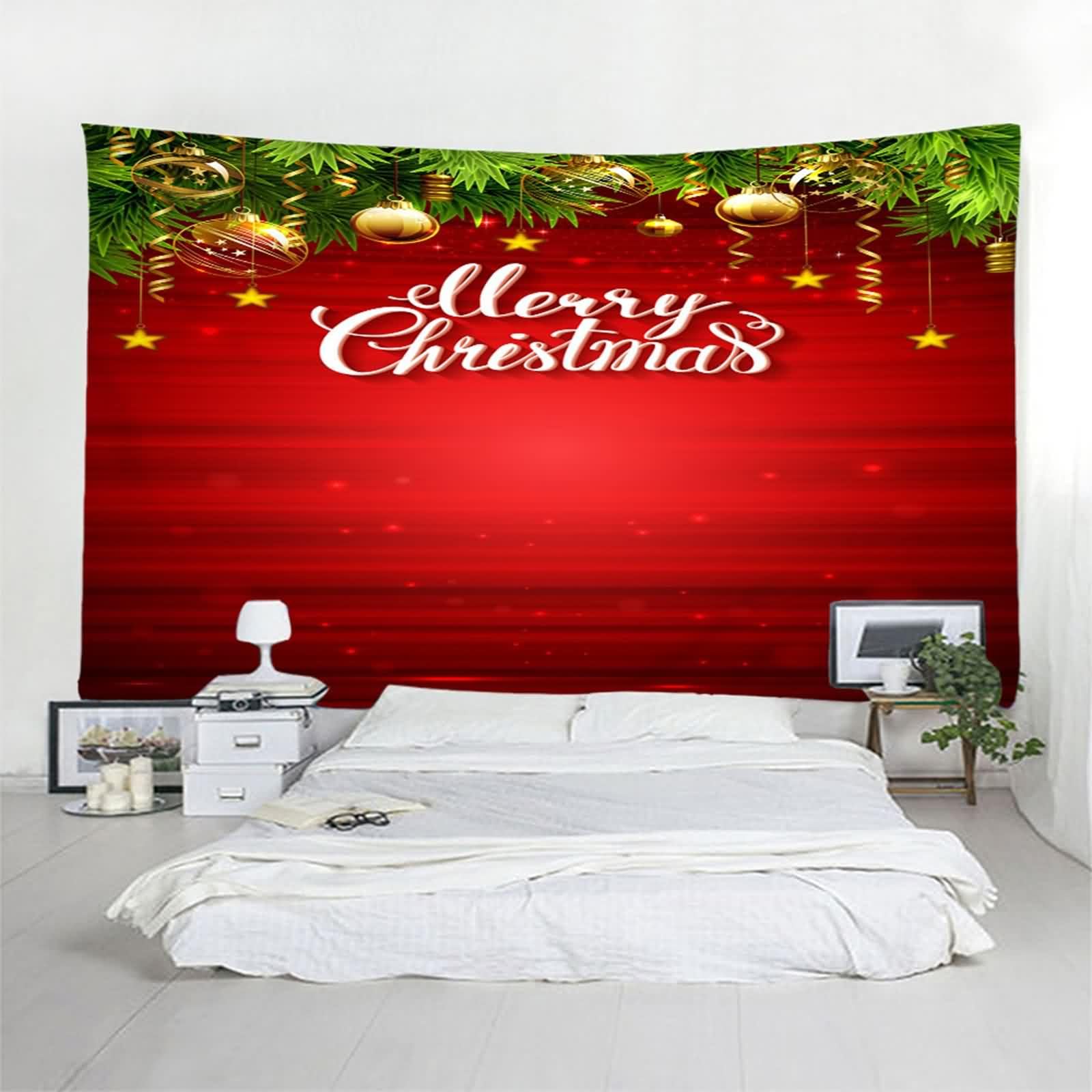 Navidad Tapices Infantiles Papel Tapiz Para Suelo Bola De Decoración De Navidad Estrellas Tapiz Para Sofás Papel Tapiz Cocina 3D Verde Blanco Amarillo Rojo 350x256cm