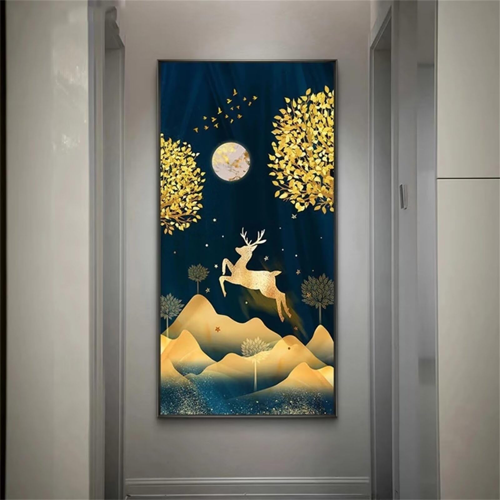 DIY zestawy do malowania diamentami 5D, księżycowy jeleń, zestaw do malowania diamentowego, 50 x 100 cm, pełne okrągłe wiercenie, sztuka diamentowa, zestawy do malowania diamentami dla dorosłych, dom, sypialnia, pokój, płótno, dekoracja ścienna 50 x 100 c