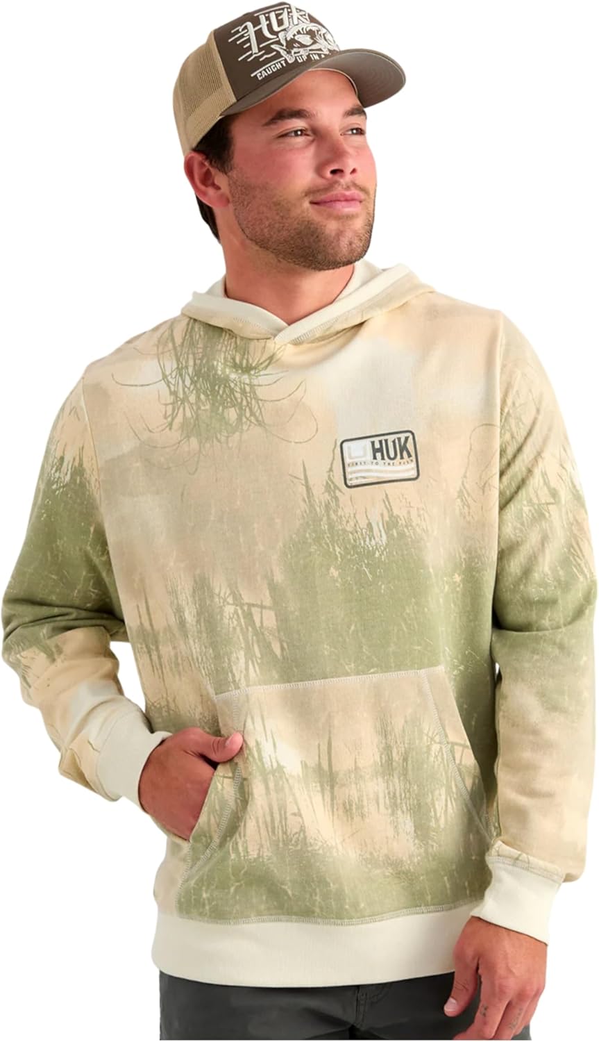 HUK mens Edisto Terry Hoodie, Soft Terry Cloth Pullover, Lightweight Casual Fishing Hoodie