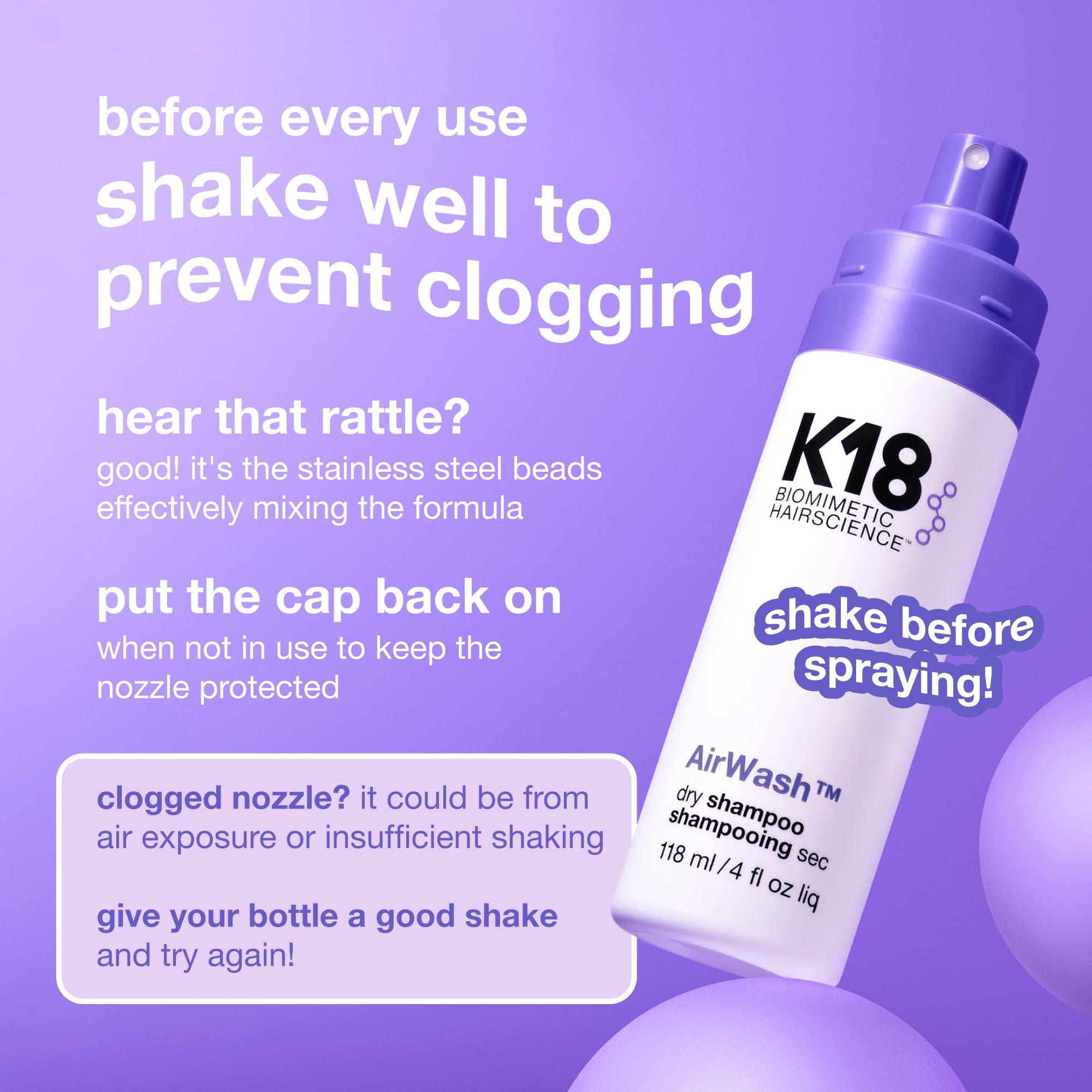 K18 AirWash Non-Aerosol Dry Shampoo for Oil and Odor Control