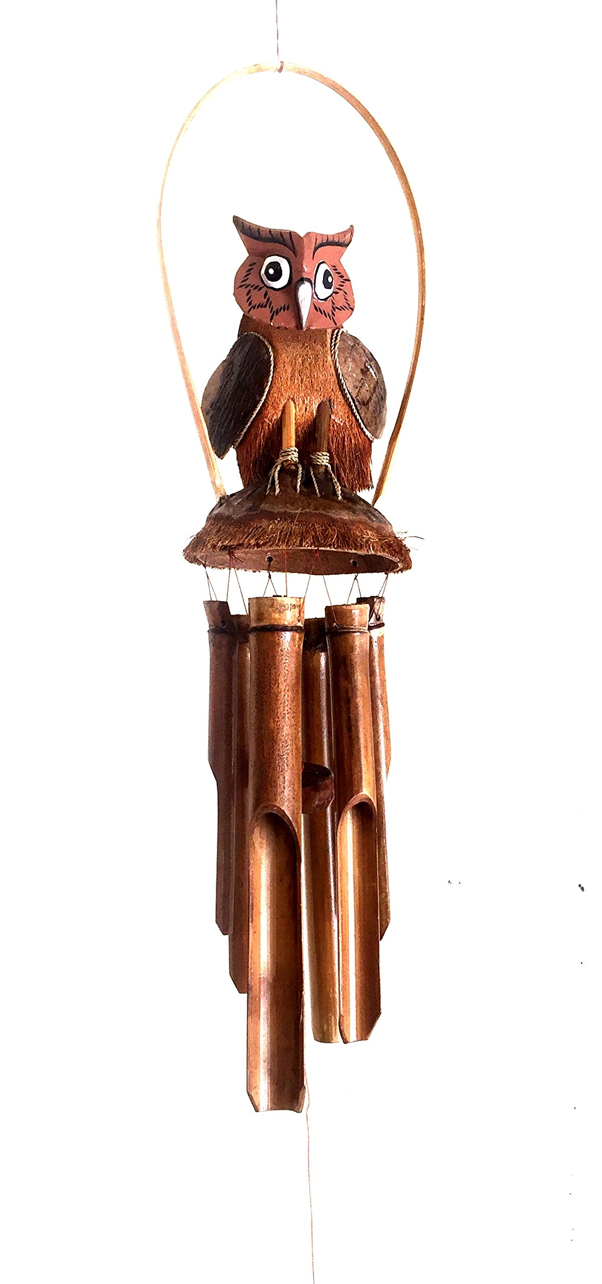 Hand Carved Large Beautiful Bamboo Wood Bobbing GOONIE Bird with NEST of Babies Wind Chime