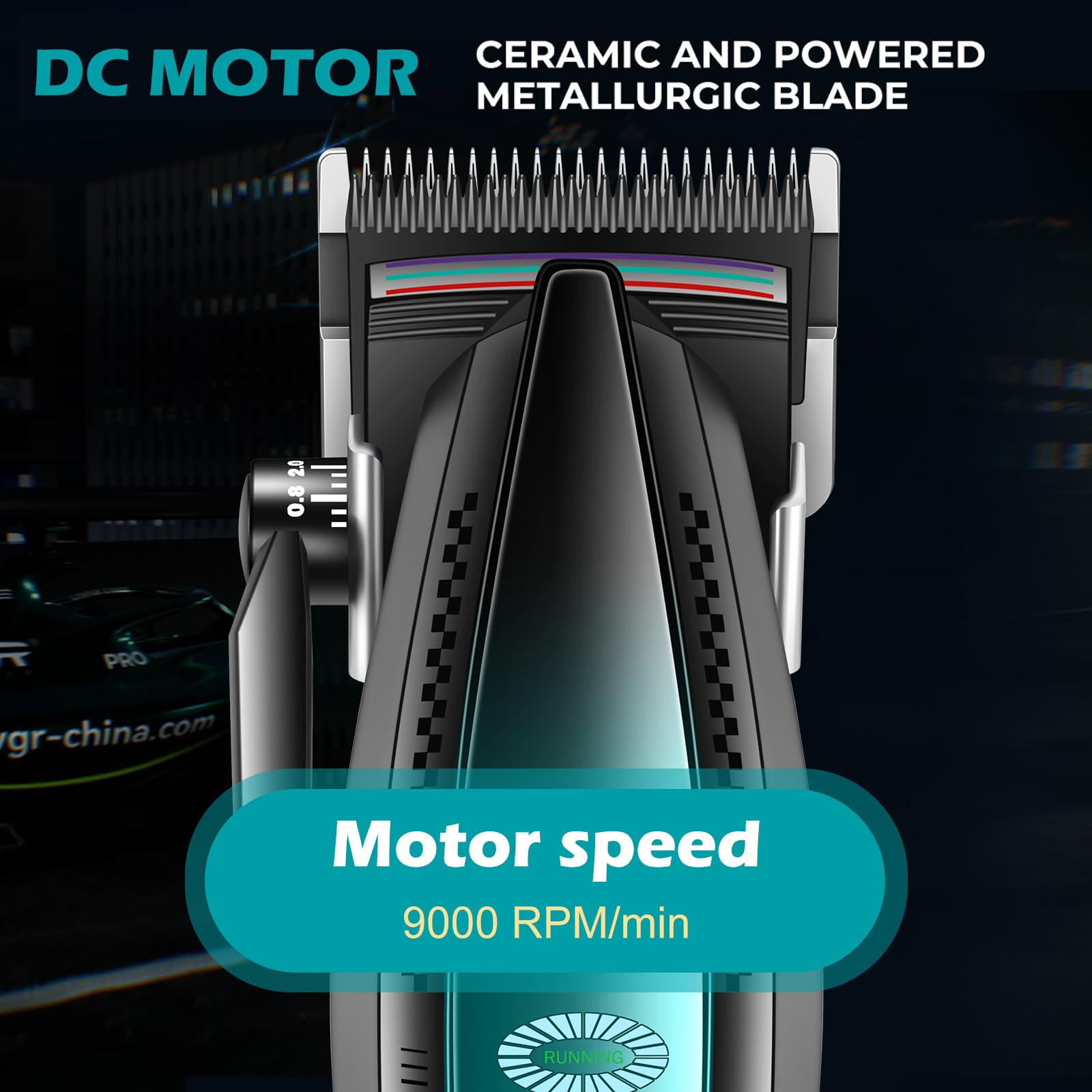 VGR 270 cortapelos para hombres profesionales, de bajo ruido, inalámbrica, de alta velocidad, 9000 RPM, cuchilla de cerámica de decoloración fresca, kit de corte de pelo con 6 peines guía, base de 2