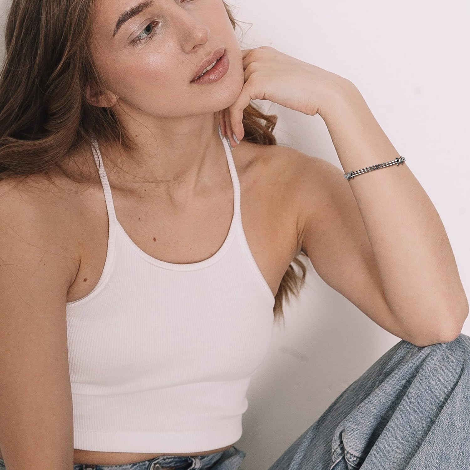 HZMAN 5mm Barbed Cuban Bracelets for Women Men Stainless Steel Gothic Thorns Bracelet, Punk Jewelry 7.5In-8.5In - Image 3