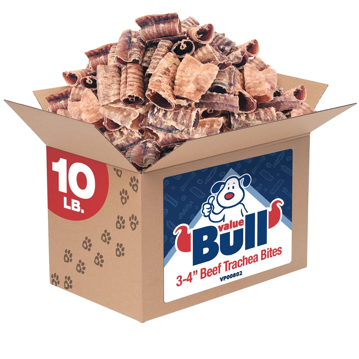 ValueBullBeef Trachea Bites, Premium, 10 Pounds Bulk Pack - Natural Angus Dog Chews with Glucosamine, Chondroitin & Amino Acids