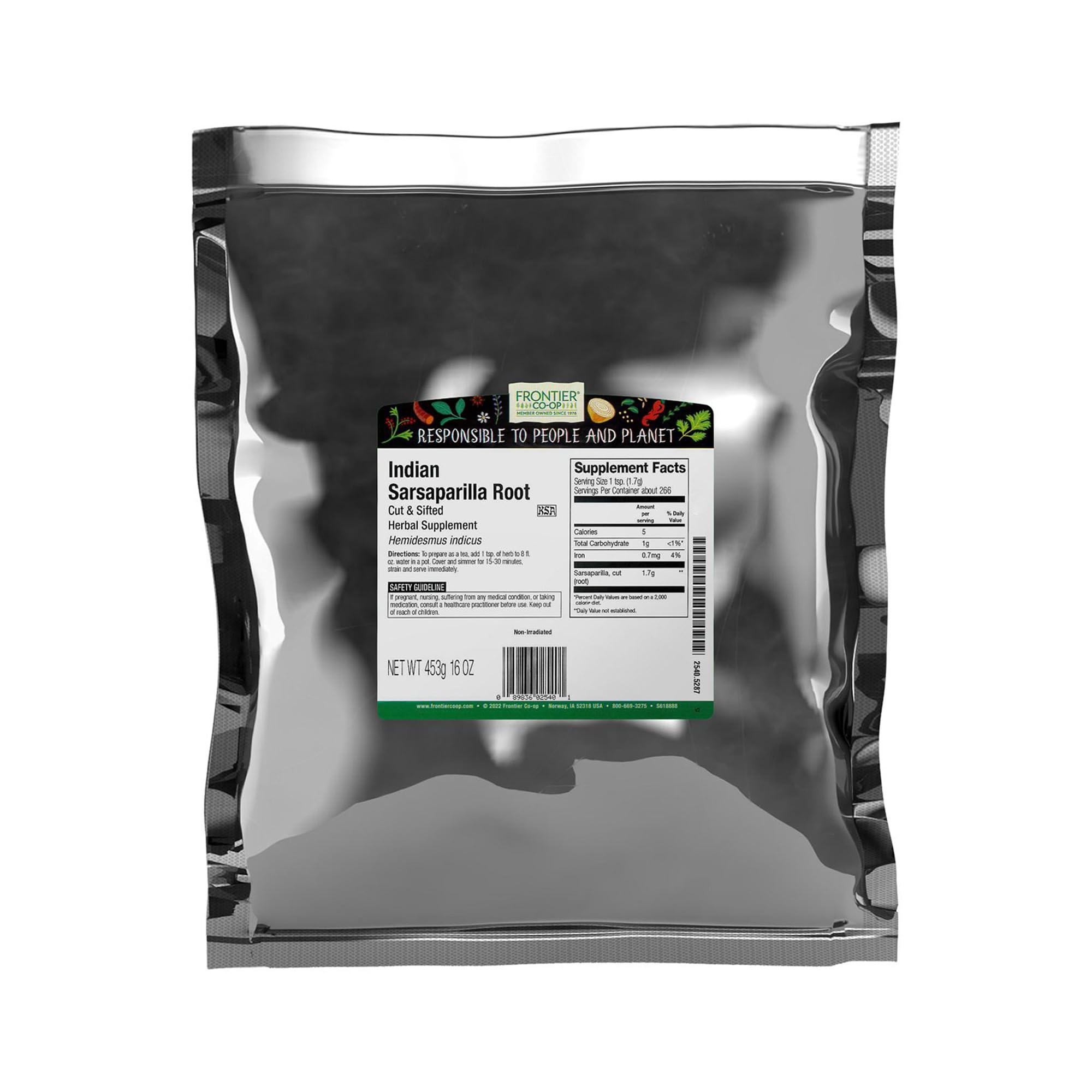 Frontier Co-op Natural Products 2540 Bulk Sarsaparilla Root - Indian& 44 Cut & Sifted& 44 1 Lbs.