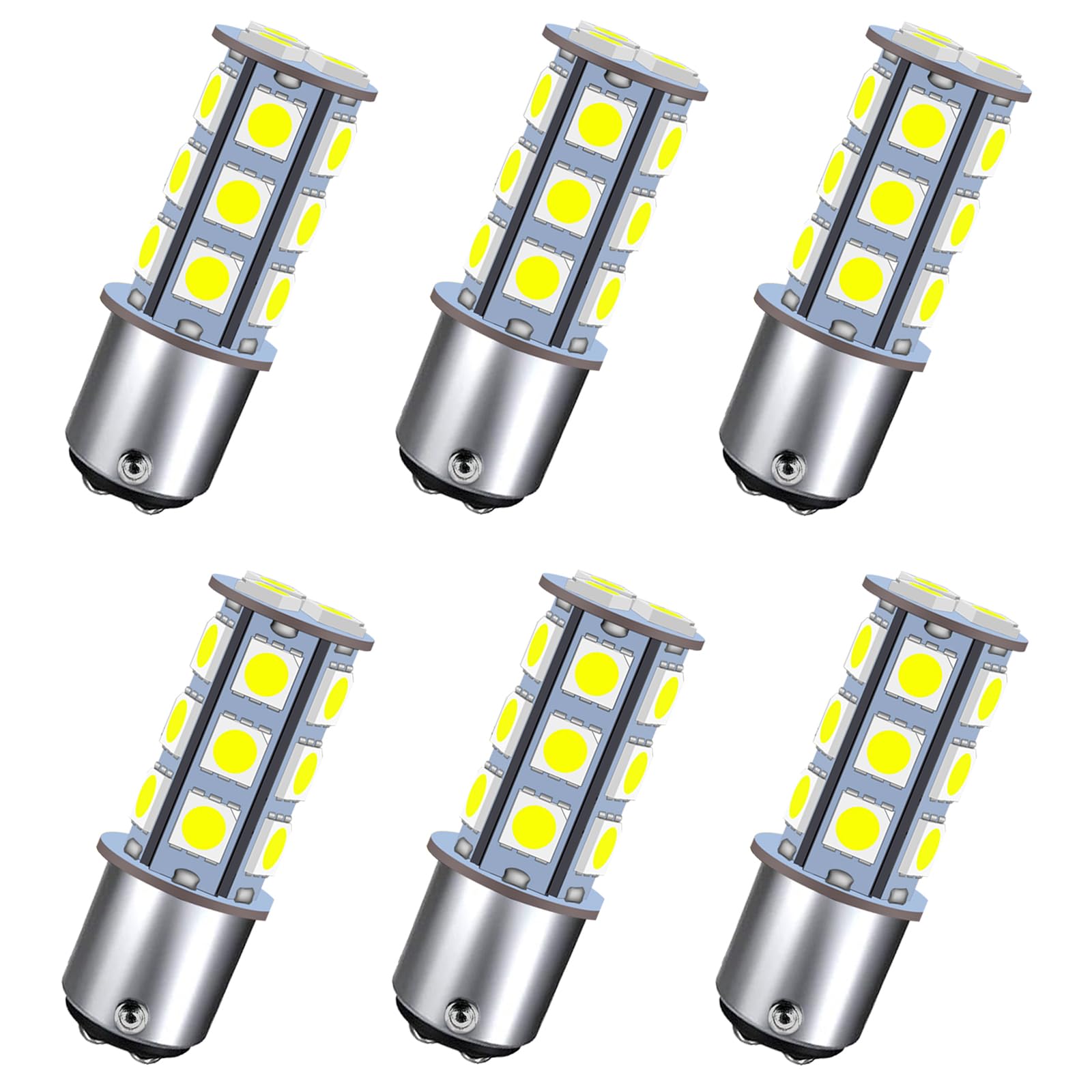 GRV Ba15d 1142 1076 18-5050 SMD Cool White LED Bulb AC/DC12V-24V RV Light Bulbs Interior,Replacement for 12V led Tail Light Bulb/Travel Trailer/Boat Indoor/Camper Light Bulbs (Pack of 6)