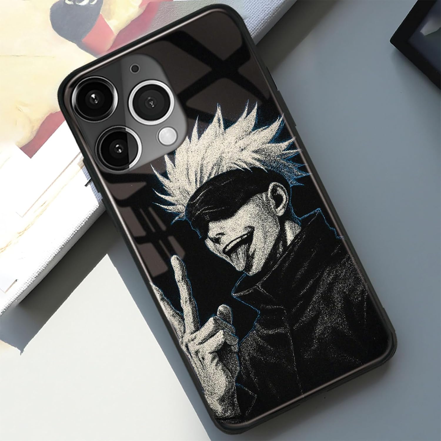 Six Eyes Anime Glass Phone Case for iPhone 17 Pro, Aesthetic Protection image 5