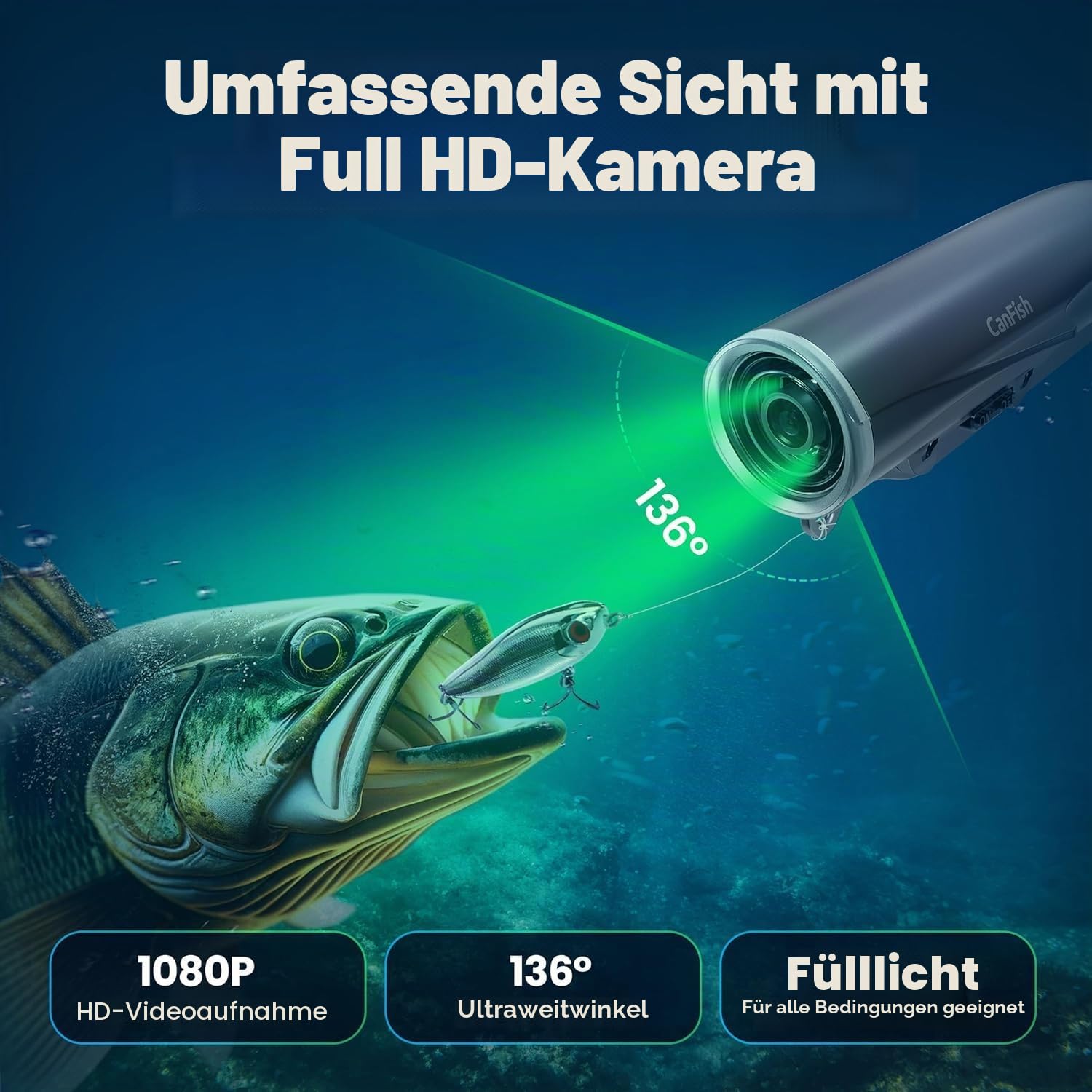 Geneinno CanFish CamX 1080HD 200m Unterwasser Fishing Kamera