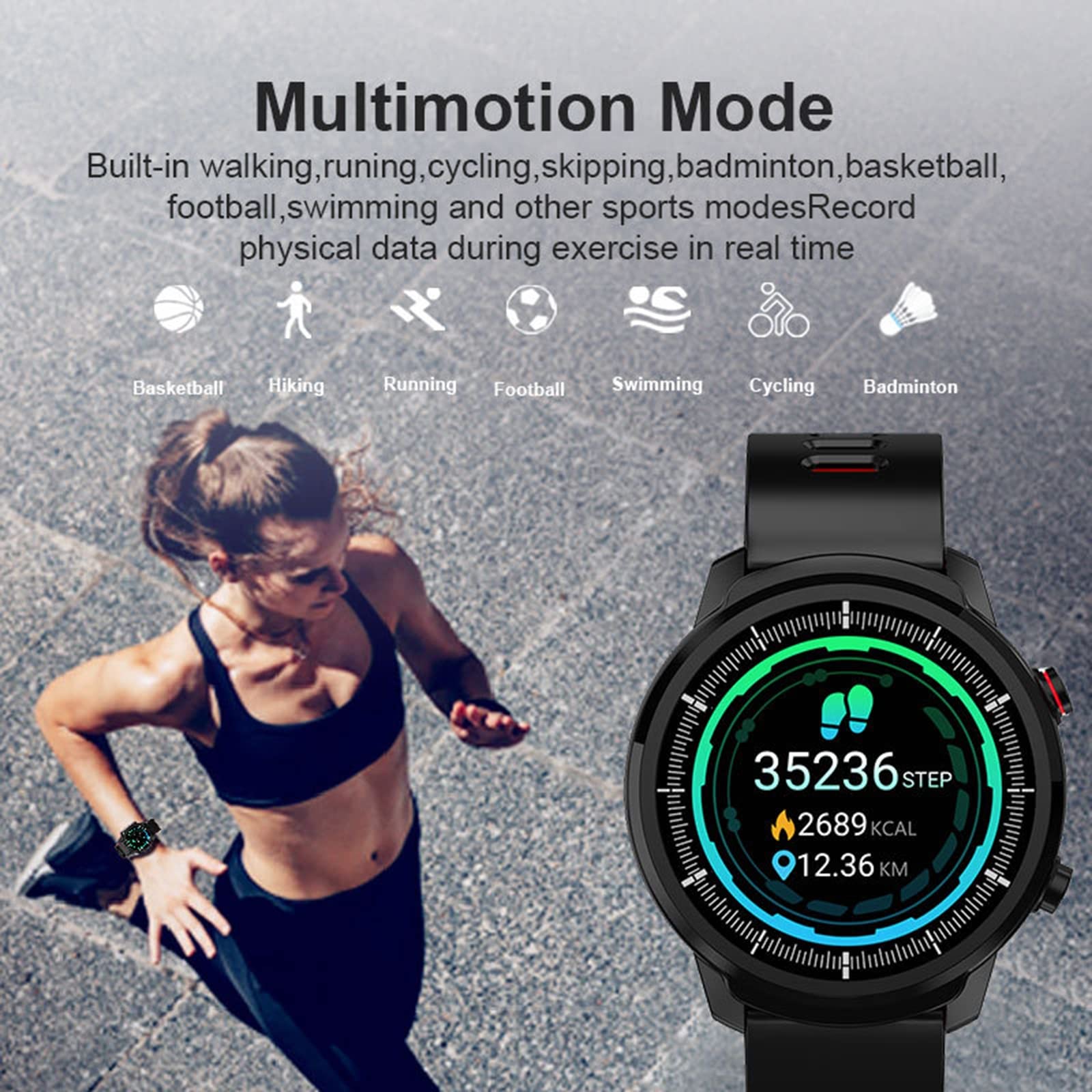 Reloj Inteligente De Moda para Hombre Y Mujer. Pulsera Impermeable con Pantalla Táctil De 1.3 ". Rastreador De Actividad Física con Frecuencia Cardíaca, Presión Arterial.