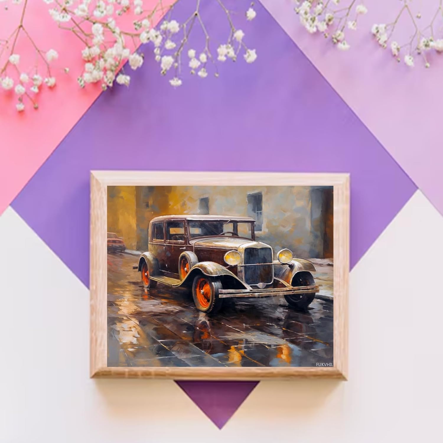 FUKVHIL Paint by Numbers Retro Car Truck Vintage Car, Rural Landscape for Beginners and Experienced Hobby Painters Gift for Family Friends, 40x50cm image 3