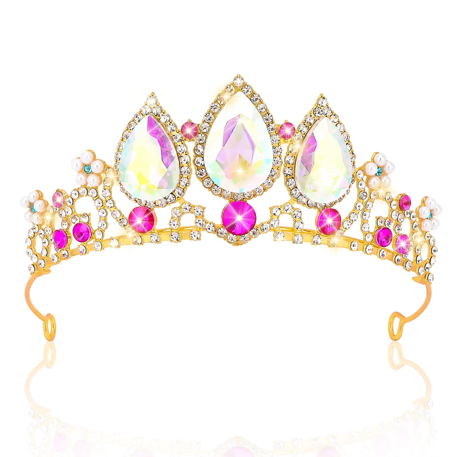 Tiara Headband with 4 Pins Gold Crown Princess Hair Accessories Head Pieces