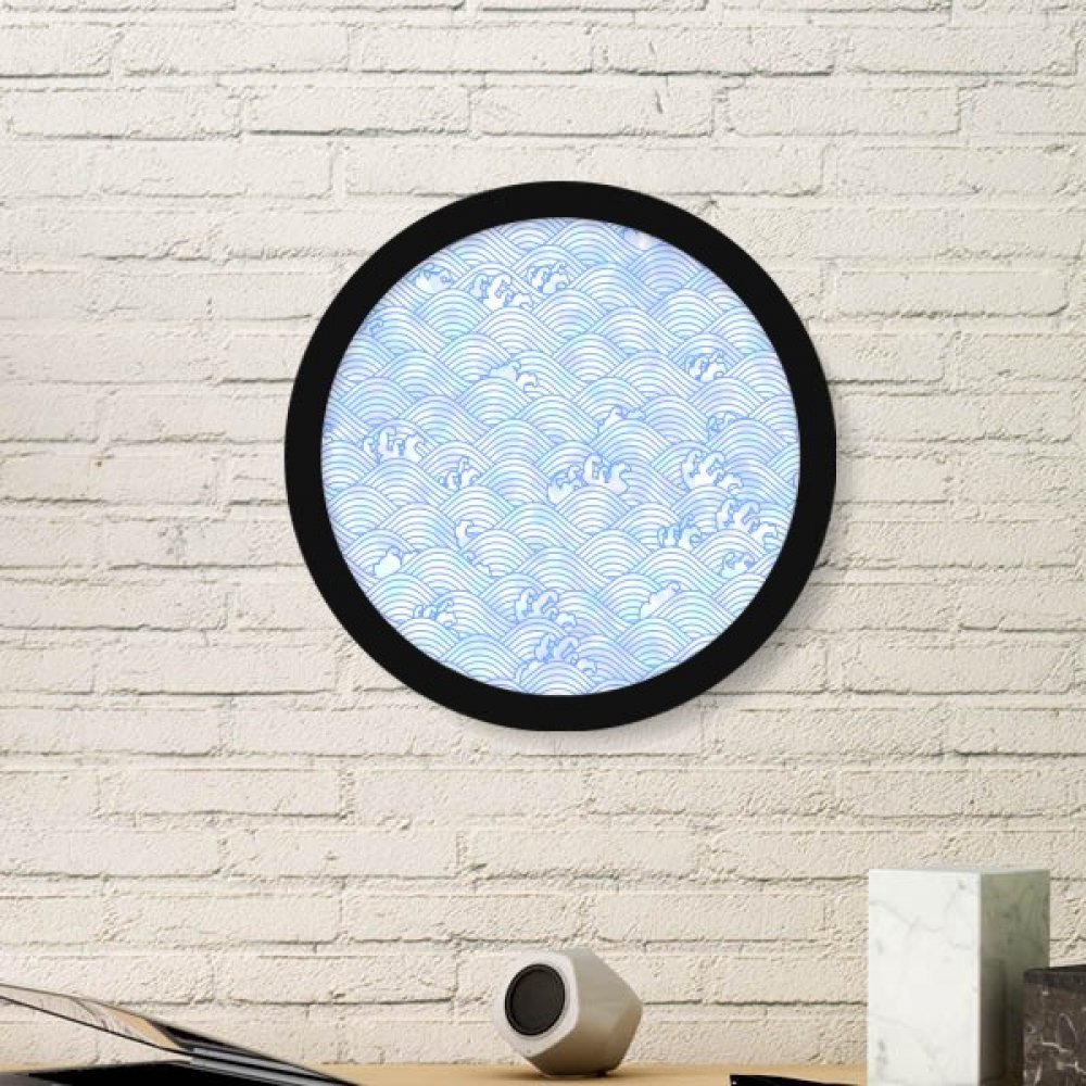 Peintures frame vagues bleues japon ronde pour décorer votre intérieur avec élégance