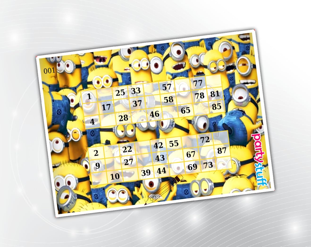 Party Stuff Minion Theme Tambola Housie in Duet Grid Kukuba (16 Cards, Card Paper) - list1199_1