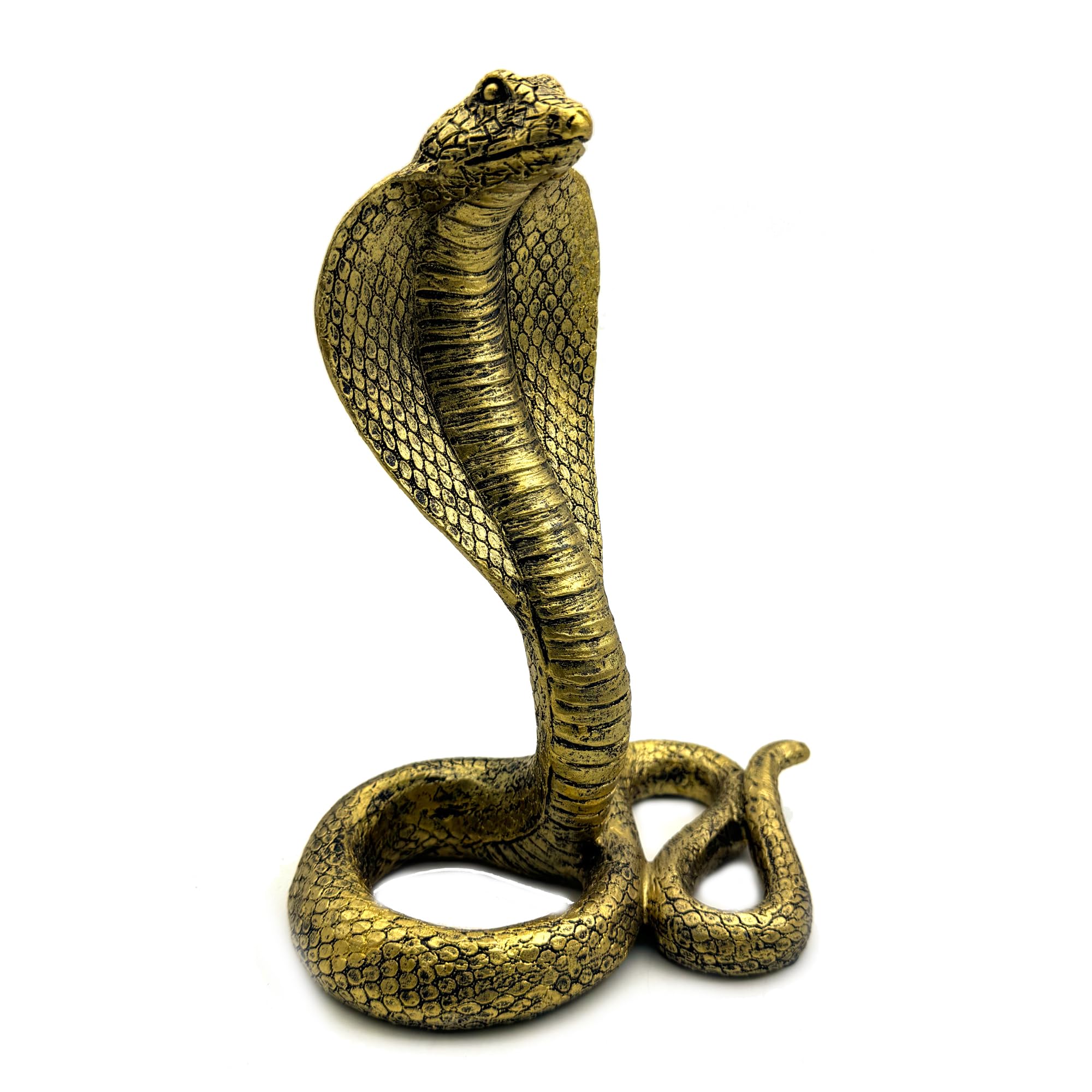 Vintage King Cobra Snake Statue Figurine Sculpture Animal Figure Collectible Gifts for Snake Lover Office Home Decor Desk Accessories Decoration Garden Yard Figurines Outdoor Decor (Gold)