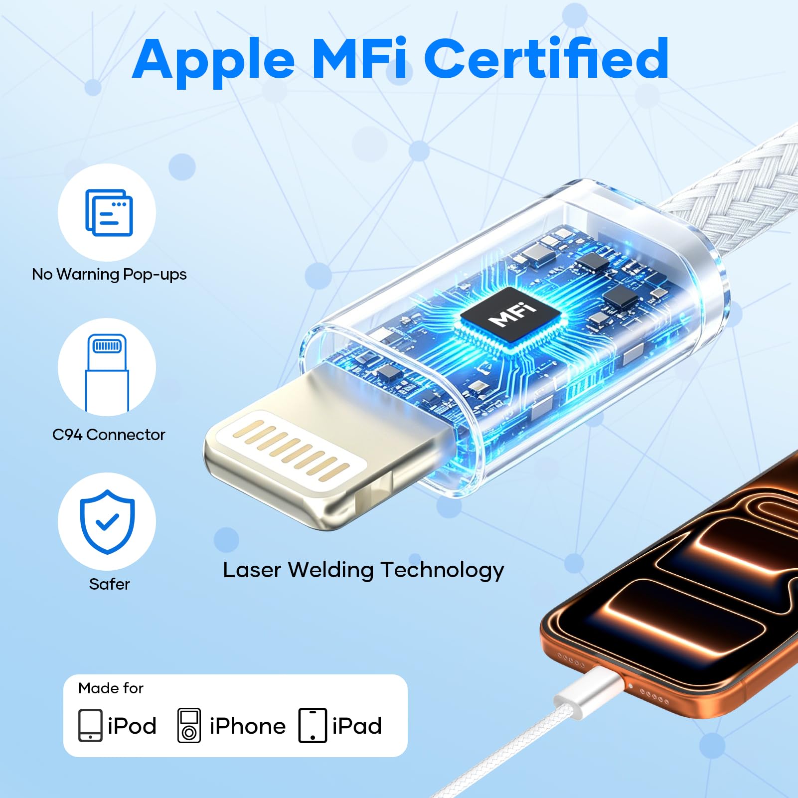 Cable USB C a Lightning para iPhone (2 Piezas, 1M+2M), Cable Lightning USB C [MFi Certificado] Cable i Phone Carga Rapida PD Transferencia de Datos 480 Mbit/s para iPhone 14/13/12/11, Blanco - 2