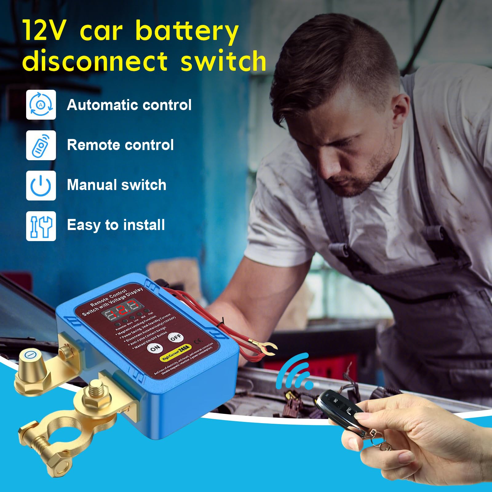 Battery Isolator Switch Wireless Dual Remote Car Battery Cut-off Disconnect  Relay Isolator 12v Battery, image size:1600x1600