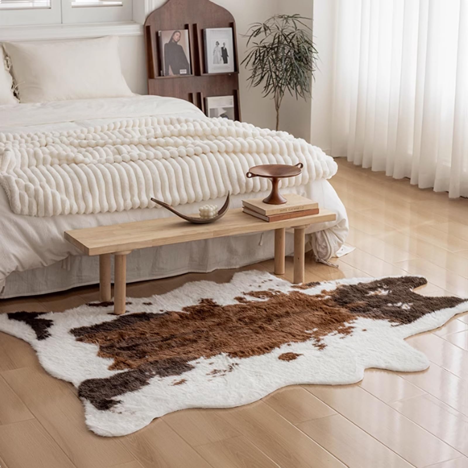 Teppich Aus Rindsleder, Zebramuster, 120 cm x 180 cm, Schwarz-Weiß