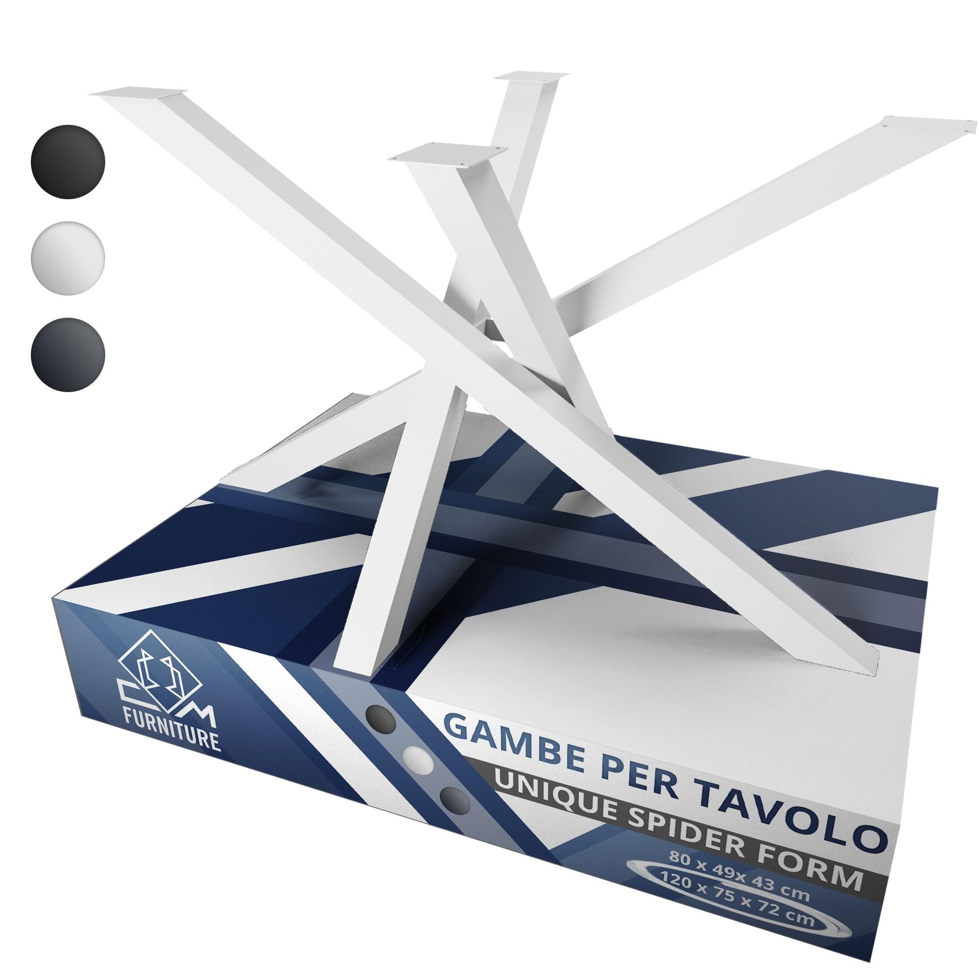 Gambe Tavolo Bianco Altezza 72 cm Struttura del Tavolo in Ferro Orion Design SPIDER Ragno Piede Piedi Acciaio Inox Gamba Solida per Tavolo da Pranzo Conferenza Basamento Tavolino DIY