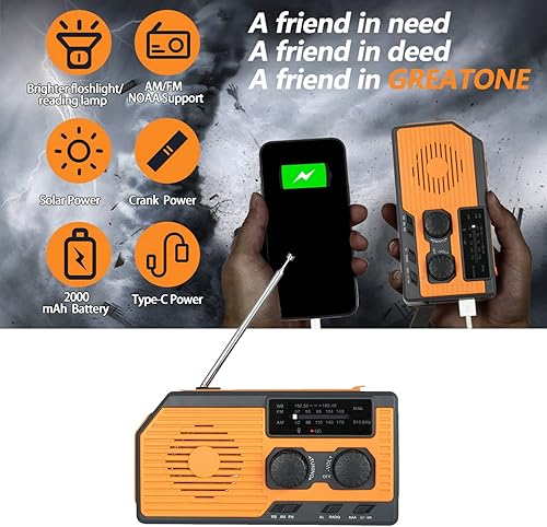 Miniatura 5 de 1 Set AMFMSolar Radio with 5000 MAh Charging PowerSOS AlarmReading Light Function for Outdoor