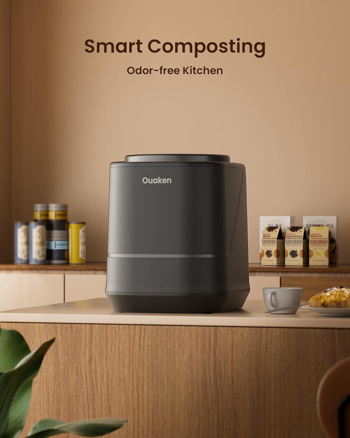 Electric Composter for Kitchen - 4L Smart Countertop Compost Bin Turn Kitchen Waste into Fertilizer Compost Maker, Odorless, Low Noise, Auto-Clean, 2025 New Home Food composting Machine, Black