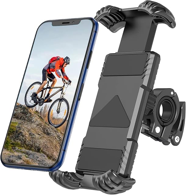 Riapow Bike Phone Holder Universal Adjustable Bicycle Motorcycle Phone Mount 360° Rotatable Motorbike Phone Holder Detachable Bike Cell Phone Holder for 125mm to 175mm Smartphones
