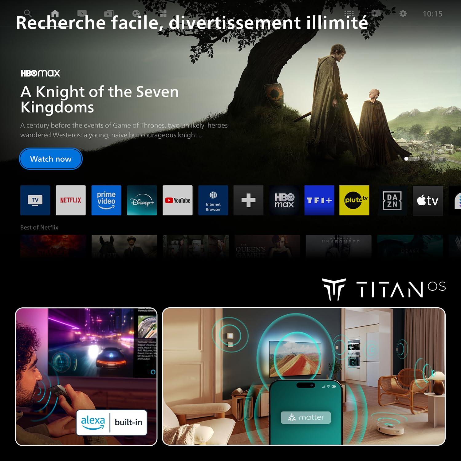 PHILIPS Ambilight TV 43PQS9001/12 téléviseur Intelligent 4K LED, 43 Pouces