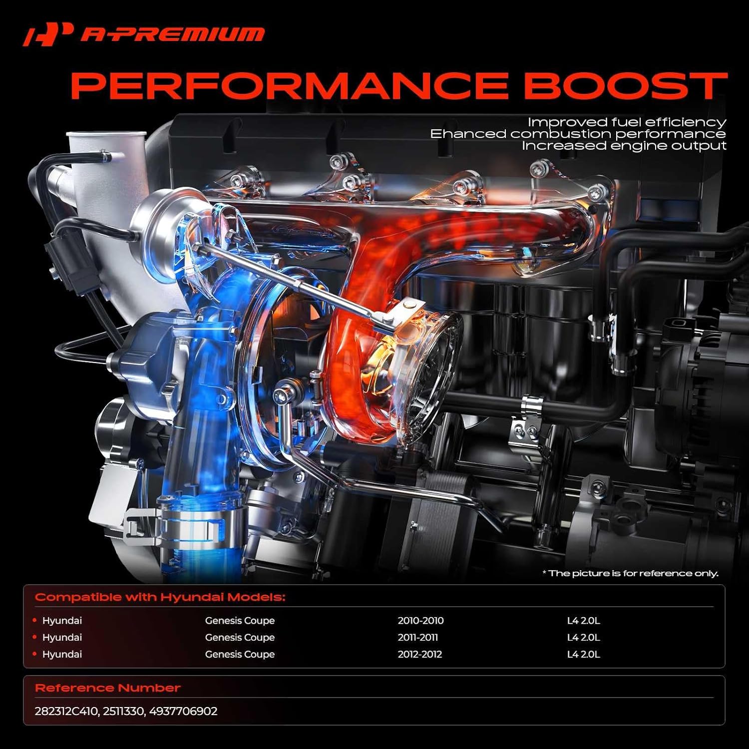 A-Premium TD04L Complete Turbocharger Turbo Kit with Gasket Compatible with Hyundai Models - Genesis Coupe 2010 2011 2012 2.0L
