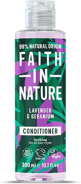 Faith In Nature 300 ml Natural Lavender and Geranium Conditioner, Nourishing, Vegan and Cruelty Free, No SLS or Parabens, for Normal to Dry Hair