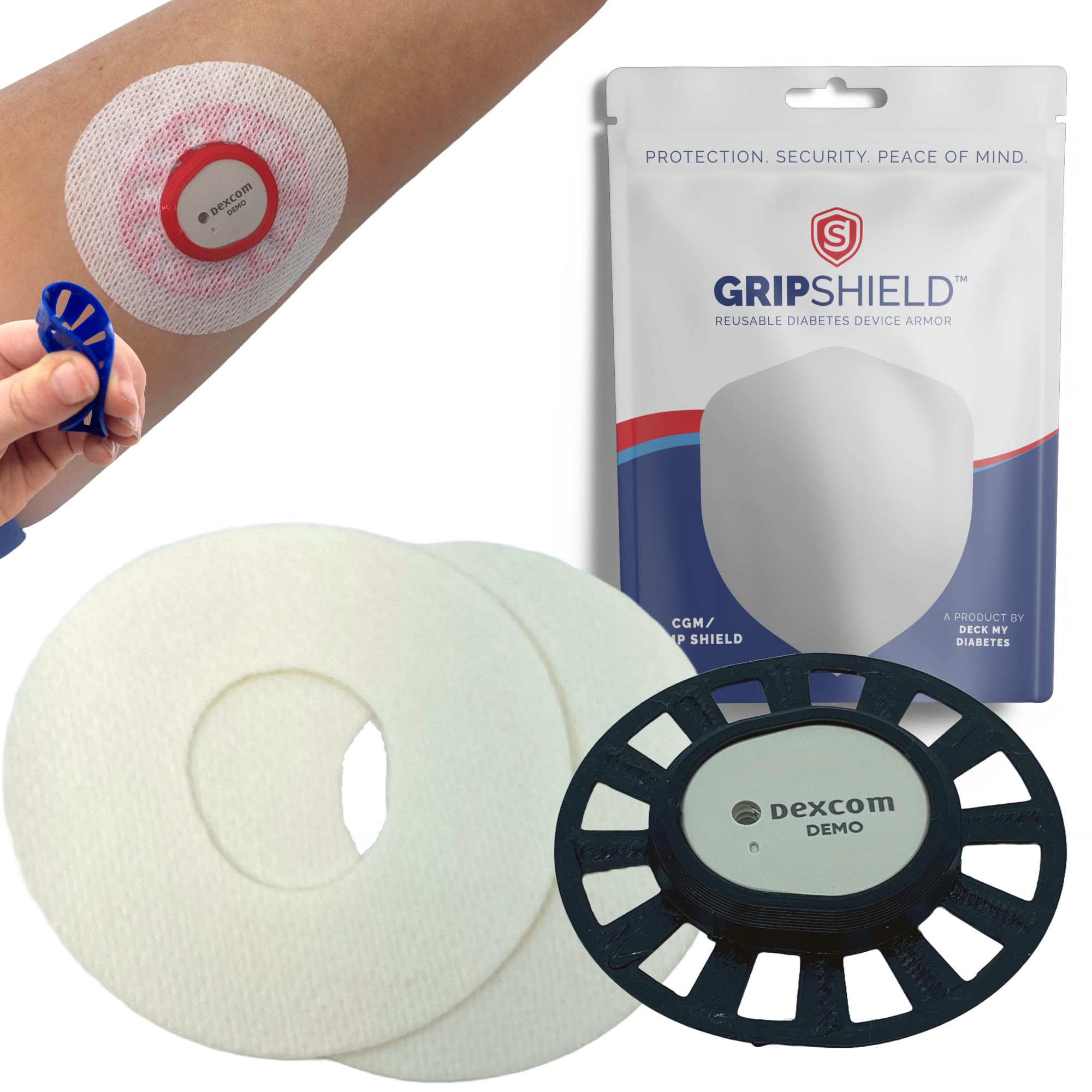 Dexcom G7 GripShield -by Deck My Diabetes. Flexible and Reusable CGM Armor-Protection from Accidental Bumps (Jet Black)
