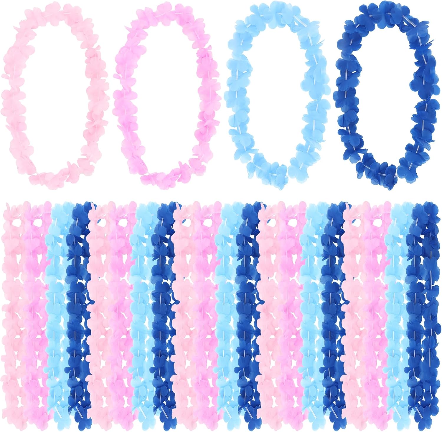 Semato 24 Pcs Hawaiian Leis Flower Necklace for Luau Party Holidays Carnival Themed Birthday Party Favors